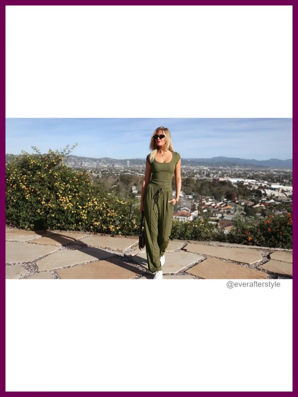 Ribbed Lounge Set - Crop Top & Wide Leg Pants, 2 Piece Travel Outfit